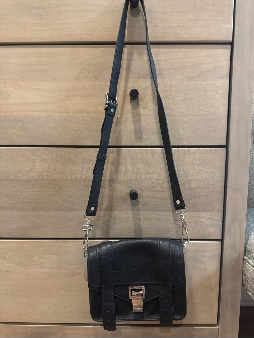 Proenza Schouler Black Leather Crossbody with Silver Hardware